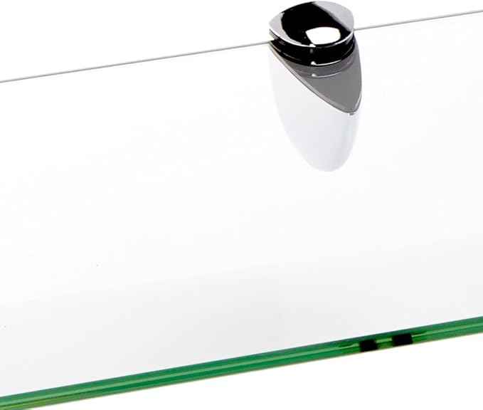 Spancraft Glass Sparrow6x18-Chrome Sparrow Bent Glass Shelf, Chrome Bracket, 6" x 18"