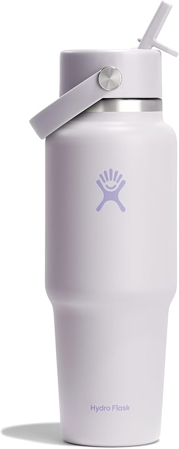 Hydro Flask Travel Water Bottle - Insulated Stainless Steel - Wide Straw Lid, Non Spill, Leakproof in 32 Oz Cloud Pink