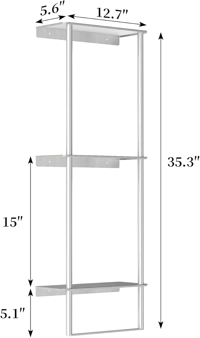 Towel Racks for Bathroom, 3 Tier Towel Rack with Shelf and Towel Bar, Wall Mounted Towel Rack, Towel Storage and Organizer - Brushed Nickel