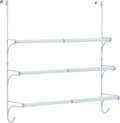 Auledio Adjustable Over The Door Triple Towel Rack with Hooks,Silver
