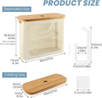 Toilet Paper Storage Holder with Lid, Freestanding Toilet Paper Basket Stand for 9 to 12 Rolls, Bathroom Storage Organizer with Bamboo Lid(Beige)