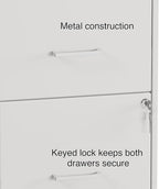 Staples 2-Drawer Vertical File Cabinet, Letter Size Documents, Lockable & Mobile, 18.9" D x 14.3" W x 26.3" H, White