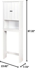 Over The Toilet Storage Cabinet, Storage Cabinet Over Toilet with Door & Adjustable Shelves, Home Space Saver for Bathroom (White)