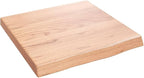 Solid Oak Wall Shelf, 15.7 inch Floating Square Shelves with Live Edge, Rustic Wood Display Shelf for Bathroom, Living Room, Kitchen Wall Decor