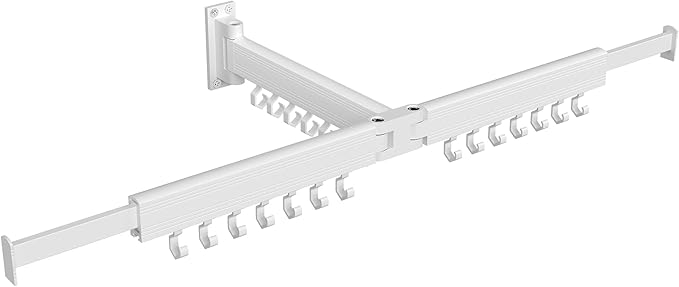 SONGMICS Clothes Drying Rack, Wall-Mounted Laundry Drying Rack, Extendable, Foldable Arms, with 21 Swivel Sliding Hooks, Space-Saving, for Laundry Room, Bathroom, Cloud White ULLR807W01