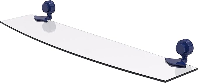 Allied Brass 433G/24-MBL Venus Collection 24 Inch Glass Shelf with Grooved Accents, Mediterranean Blue