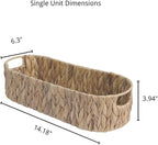 Toilet Paper Storage, Basket with Handles, Bathroom Decor, Wicker Basket, Storage Basket for Organizing, Empty Gift Basket, Shelves, Back of Toilet Basket (14.2" × 6.3" × 3.9")