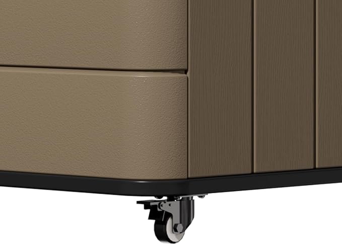 110 Gallon Deck Box Waterproof with Wheels - Mobile Double-Wall Resin Outdoor Storage Box for Patio, Pool, & Garden - Lockable Deck Storage for Cushions, Pool Floats, Boat Slip (Brown)