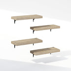 Furinno Tanna Floating Shelves for Wall Set of 4, 22-Inch Bathroom Wall Shelf, Wall Mounted Shelf, for Bathroom Organizers and Storage, Living Room, Natural