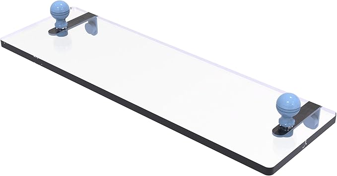 Allied Brass MA-1/16-FTB Mambo 16 Inch Glass Vanity Shelf with Beveled Edges, Flat Troll Blue