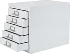 Office Storage Cabinet - File Cabinet Mini 5 Tier Metal File Organizer Document Organizer, for Home, Office, Desk (White)