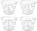 White Plastic Laundry Basket, 1 Bushel Capacity, Lightweight Round Design, 17.5 x 17.5 x 12 Inches, Set of 4
