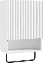 Bathroom Wall Cabinet, Wall Mounted Medicine Cabinets with Towel Bar & Adjustable Shelf, Over The Toilet Space Saver Storage Cabinet with 2 Doors, for Bathroom Laundry Room Kitchen, White