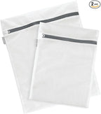iDesign Mesh Laundry Bags with Built in Zipper for Cleaning Delicates– Set of 2, 1 Medium and 1 Large Bag, White