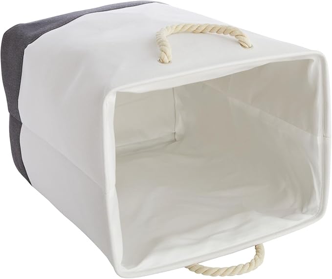 Okuna Outpost Canvas Laundry Hamper - Space-Saving Collapsible Basket - Farmhouse Laundry Basket - Dry Cleaning Tote for Delicates - White, 12 x 16 x 19.2 in, 60L