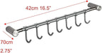 42cm 16.5" Premium Stainless Steel Kitchen Tool Utensil Organizer Bar Rack with Movable Hooks for Pan Pot Spoon Towel (C Tall 7 Hooks)