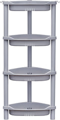ELYKEN 4 Tier Shower Caddy Organizer Shelf Corner, 14.4 x 11.2 x 31.5 Inches, Rustproof, Plastic Shower Rack Stands for Inside Bathroom, Bathtub, Shower Pan, Grey
