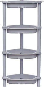 ELYKEN 4 Tier Shower Caddy Organizer Shelf Corner, 14.4 x 11.2 x 31.5 Inches, Rustproof, Plastic Shower Rack Stands for Inside Bathroom, Bathtub, Shower Pan, Grey