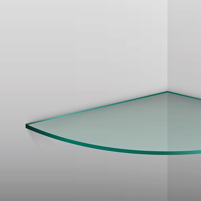Dulles Glass 6" x 6" Quarter Round Floating Glass Shelf - Shelf Only - Tempered - 3/8" Thick - Flat Polished Glass