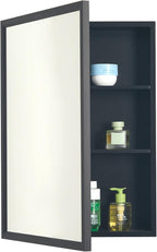 Mirror Medicine Cabinet with Large Capacity,Mirror Cabinet and Iron Medicine Cabinet for Bathroom,Living Room,Toilet 14 * 24 inch, Shatterproof Mirror Cabinet for Surface and Recessed Mount