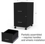 Staples 2-Drawer Vertical File Cabinet, Letter Size Documents, Lockable & Mobile, 18" D x 14" W x 26.3" H, Black
