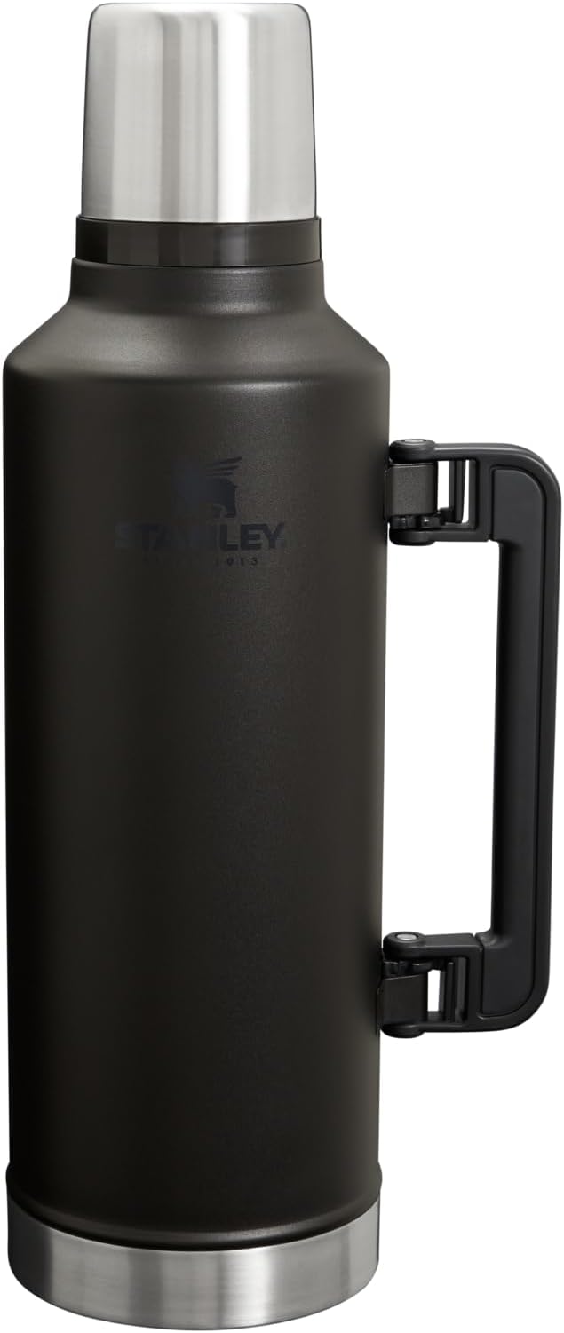 Stanley Classic Legendary Vacuum Bottle 2.5 qt | Wide Mouth with Leakproof Cup Lid | Keep Drinks Hot or Cold | Packable for Travel | Insulated Stainless Steel Thermal Bottle | BPA-Free | Black 2.0