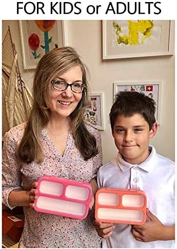 Small Snack Containers for Kids Toddlers - 3 Compartments (Set of 3) - Leak-proof Snack Boxes with Lids - BPA-Free Mini Bento Lunch Box - Ideal for School, Daycare, Holds 2 Cups (Pink Coral + Orange)