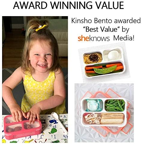 Small Snack Containers for Kids Toddlers - 3 Compartments (Set of 3) - Leak-proof Snack Boxes with Lids - BPA-Free Mini Bento Lunch Box - Ideal for School, Daycare, Holds 2 Cups (Pink Coral + Orange)