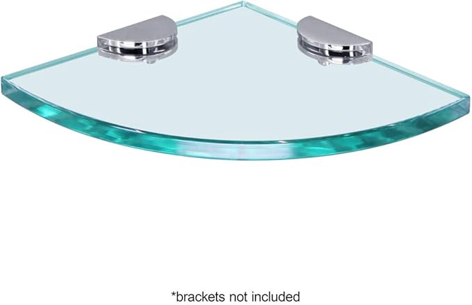 Dulles Glass 16" x 16" Quarter Round Floating Glass Shelf - Shelf Only - Tempered - 3/8" Thick - Flat Polished Glass