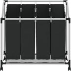 vidaXL Laundry Sorter with 4 Bags Black Gray Cart Organizer Clothes Basket