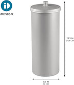 iDesign Freestanding Bathroom Toilet Paper Storage Holder with Lid for 3 Extra Rolls, Silver