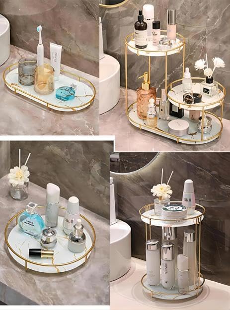 Gold Storage Rack, Bathroom Table Shelf, Perfume Tray, Beautiful Appearance, Super Capacity, Complete Your Daily Storage (QS-20-1) (QS-19-1)