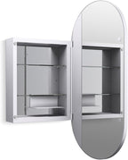 Kohler 35574-CPL Verdera® Framed Bathroom Medicine Cabinet with Mirror, Capsule Design, Mirrored Interior, Adjustable Glass Shelves, Rustproof Aluminum, 20 in. W x 40 in. H, Polished Chrome