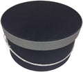 Sarah's Hat Boxes Classic Black/Gray Hat Box – 14.75" x 7.5" (Dia. x Ht.) Handmade in USA – Odorless Non-Toxic Adhesive, Cording Handle – Premium Storage for Hats & Accessories