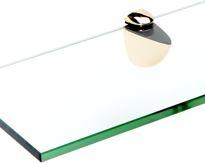Spancraft Glass P-4.75x27-Brass Peacock Glass Shelf, Brass, 4.75" x 27"