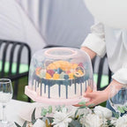 Pie Cake Carrier Cake Keeper Round Multiuse Muffins Cake Carrier with Lid for Dishes Vegetables Picnic Desserts Fruits (Pink)