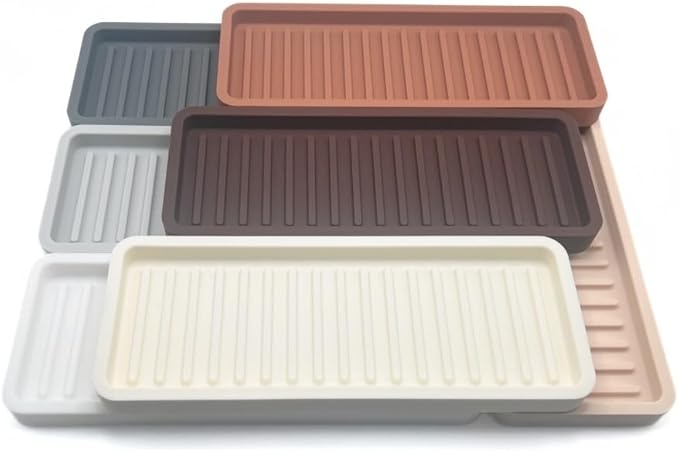 Happitasa Silicone Kitchen Sink Organizer Tray, Sponge Holder and Countertop Protector | Bathroom and Kitchen Soap Dish and Dispenser Tray (Vanilla Cream, 9"x3.5", 5.6 Ounces)