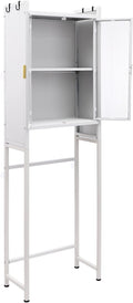 3-Tier Over Toilet Storage Cabinet | Carbon Steel Bathroom Shelf with Adjustable Shelves, 33.07LBS/Tier Load-Bearing - Waterproof PC Door Organizer for Toilet Area (White)