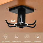 4 PCS Under Cabinet Kitchen Utensil Hooks 360° Rotation Adhesive Nail Free Hanging Rack for Kitchen Utensils, Tools, Towel, Knife (Black)