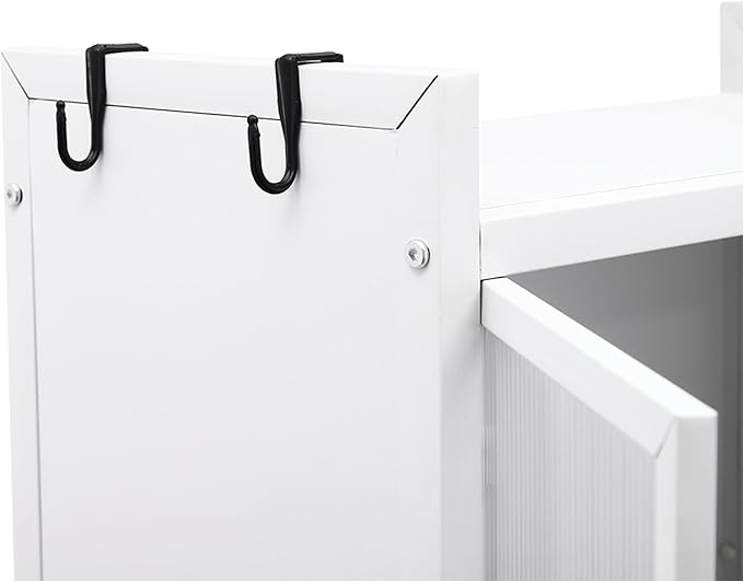 3-Tier Over Toilet Storage Cabinet | Carbon Steel Bathroom Shelf with Adjustable Shelves, 33.07LBS/Tier Load-Bearing - Waterproof PC Door Organizer for Toilet Area (White)