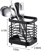 Utensil Holder, Stainless Steel Utensil Drying Rack，Wire Utensil Holder for Kitchen Counter, Silverware Cutlery Flatware Holder Forks, Knives, Spoons Organizer (Black)