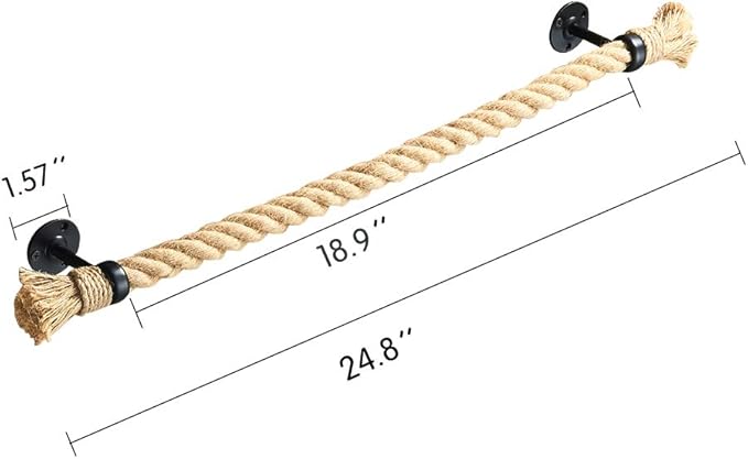 YJ YANJUN Nautical Towel Bar Black Nautical Accessories for Bathroom Nautical Bathroom Decor Rope Towel Racks for Bathroom Wall Mounted