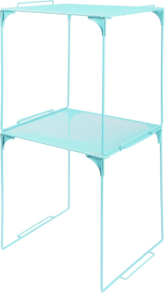 Locker Organizer Shelf Stackable Extra Locker Shelf for School Locker Organizer Storage Cabinet Accessories Suitable for School, Office, and Home use (2, Light Blue)