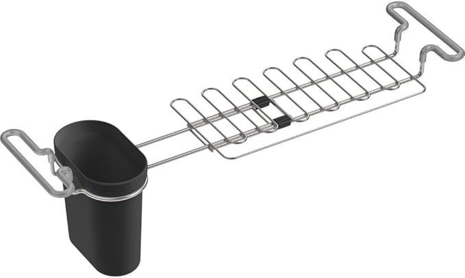 Kohler K-5473-CHR Multi-Purpose Over-The-Sink Drying Rack, Caddy with Kitchen Towel Bar Holder, Soaking Cup. Expandable 14.6" to 17.6", 17.625 x 5 x 5.25, Charcoal