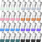 Clothes Pins for Hanging Clothes, 64 Pack Stainless Steel Colored Clothespins for Laundry, Heavy Duty Clothing Pins for Clothes Line, Multipurpose Metal Clips for Clothes, Socks, Towel, Snack, Photo