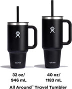 Hydro Flask Travel Tumbler with Handle, Lid and Straw - Insulated Stainless Steel in 32 Oz Agave