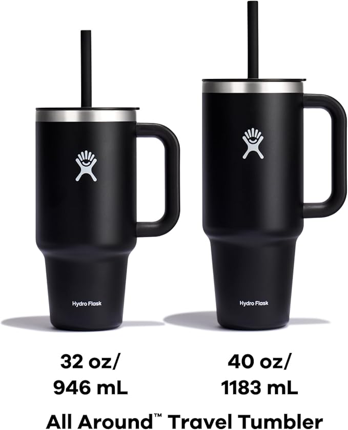 Hydro Flask Travel Tumbler with Handle, Lid and Straw - Insulated Stainless Steel in 32 Oz Cactus