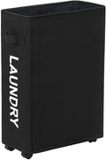 ZERO JET LAG Slim Rolling Laundry Hamper - Roll Hamper On Wheels - Standable Corner Bin - 52L Handy Storage Basket - Slim Laundry Basket - Waterproof Dirty Clothes Hamper - 15×8×22" (22 Inches, Black)