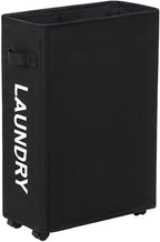 ZERO JET LAG Slim Rolling Laundry Hamper - Roll Hamper On Wheels - Standable Corner Bin - 52L Handy Storage Basket - Slim Laundry Basket - Waterproof Dirty Clothes Hamper - 15×8×22" (22 Inches, Black)