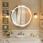 Led Round Medicine Cabinet,Bathroom Medicine Cabinet with Light,3 Color,Demister,Dimmable,Steel Constrution,White,Only for Surface Mount,28 inch